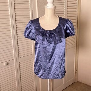 The Limited periwinkle ruffle front‎ purple blue short sleeve shirt top size M